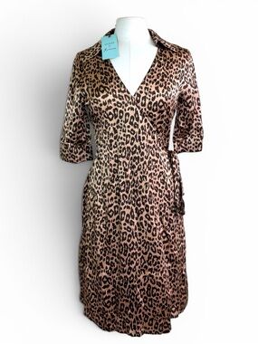 NWT Guess by Marciano 100% Silk wrap midi dress Size 46 (S-M)